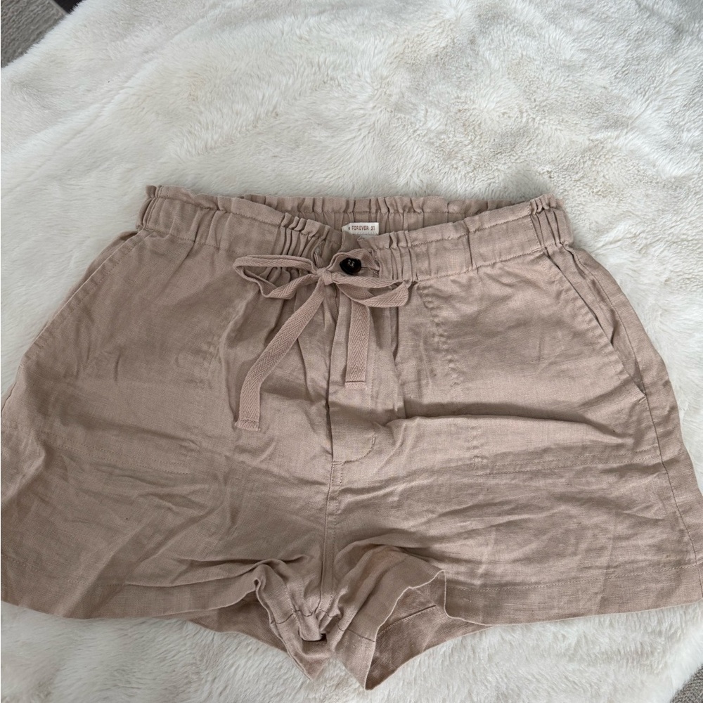 Women's Tan Linen Shorts SIZE L